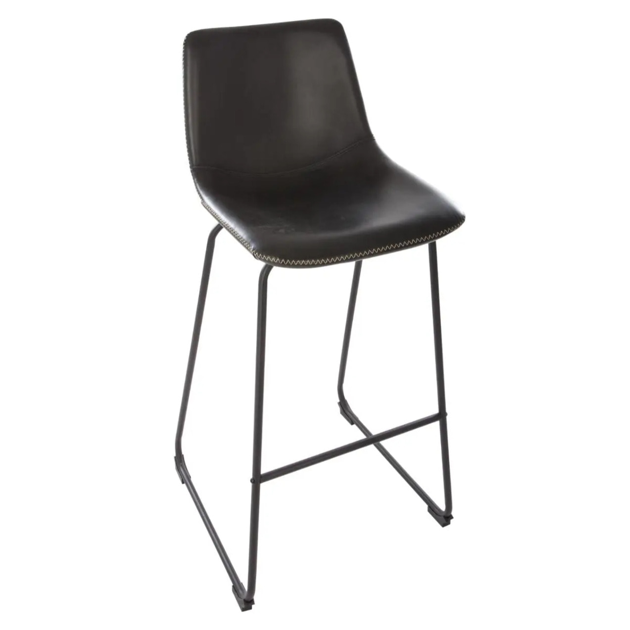 Lot de 2 chaises de bar "Lois" effet cuir noir