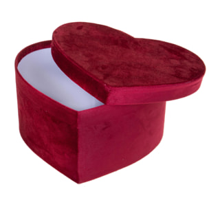 Scatola A Forma Di Cuore In Velluto. Dimensioni 27X23X5X14X Cm - Pezzi 2 - 27X14X23,5cm - Colore: Rosso - Bianchi Dino - Decorazioni Varie