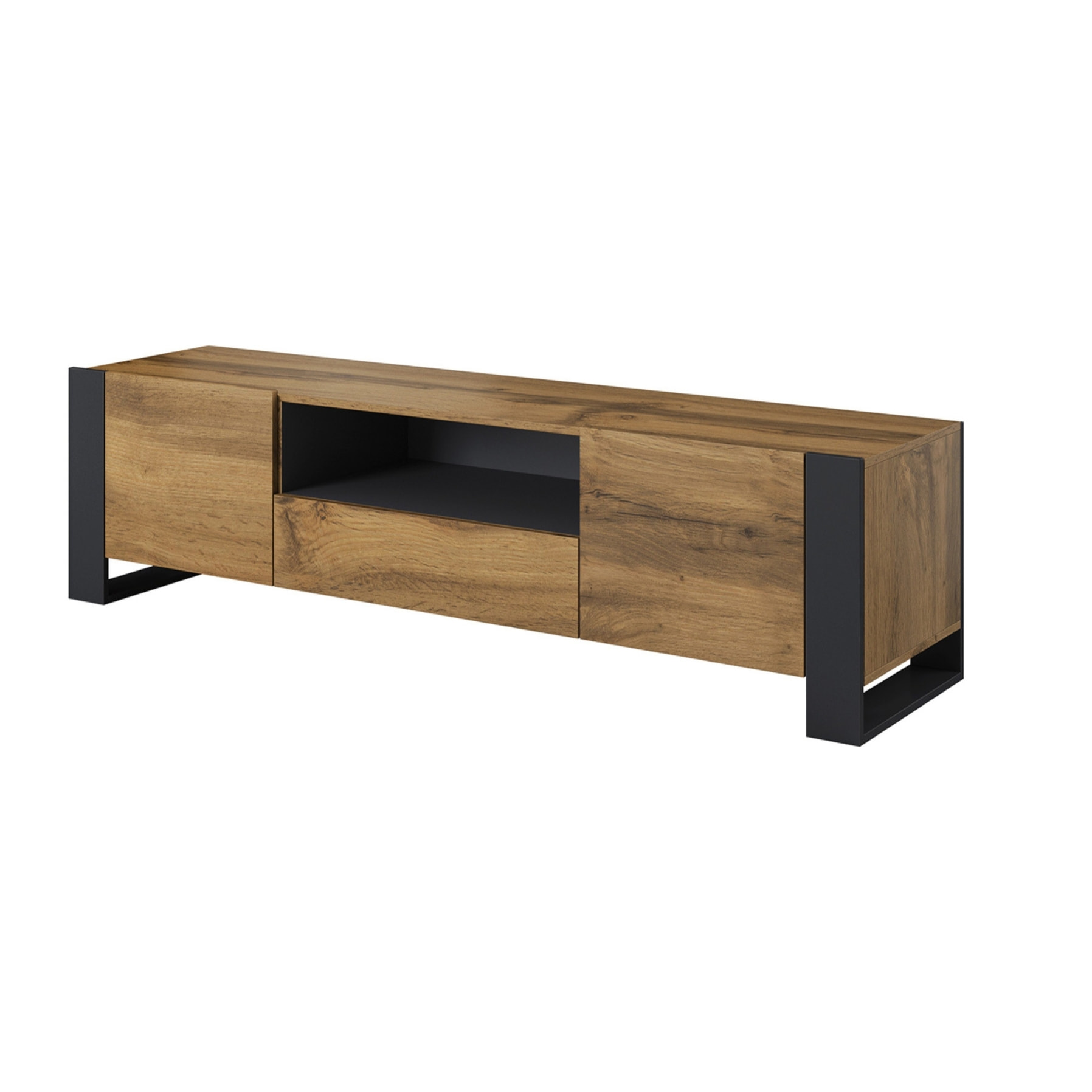 Willow - meuble TV - effet bois et gris - 180 cm - style industriel - Bois / Gris