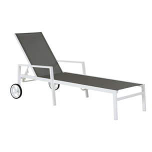 Transat à roulettes en aluminium blanc STOCKHOLM