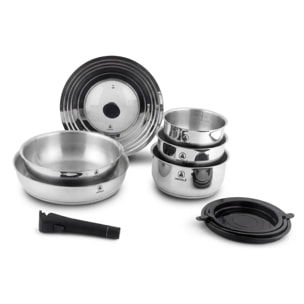 Set de 10 pièces amovible en inox 18/8