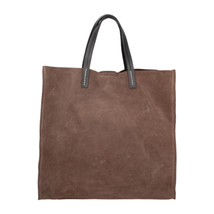 Borsa a mano da donna Made in Italy - Modello Novara Lux - Pelle Scamosciata - 34.5 x 32.0 x 17.0 cm