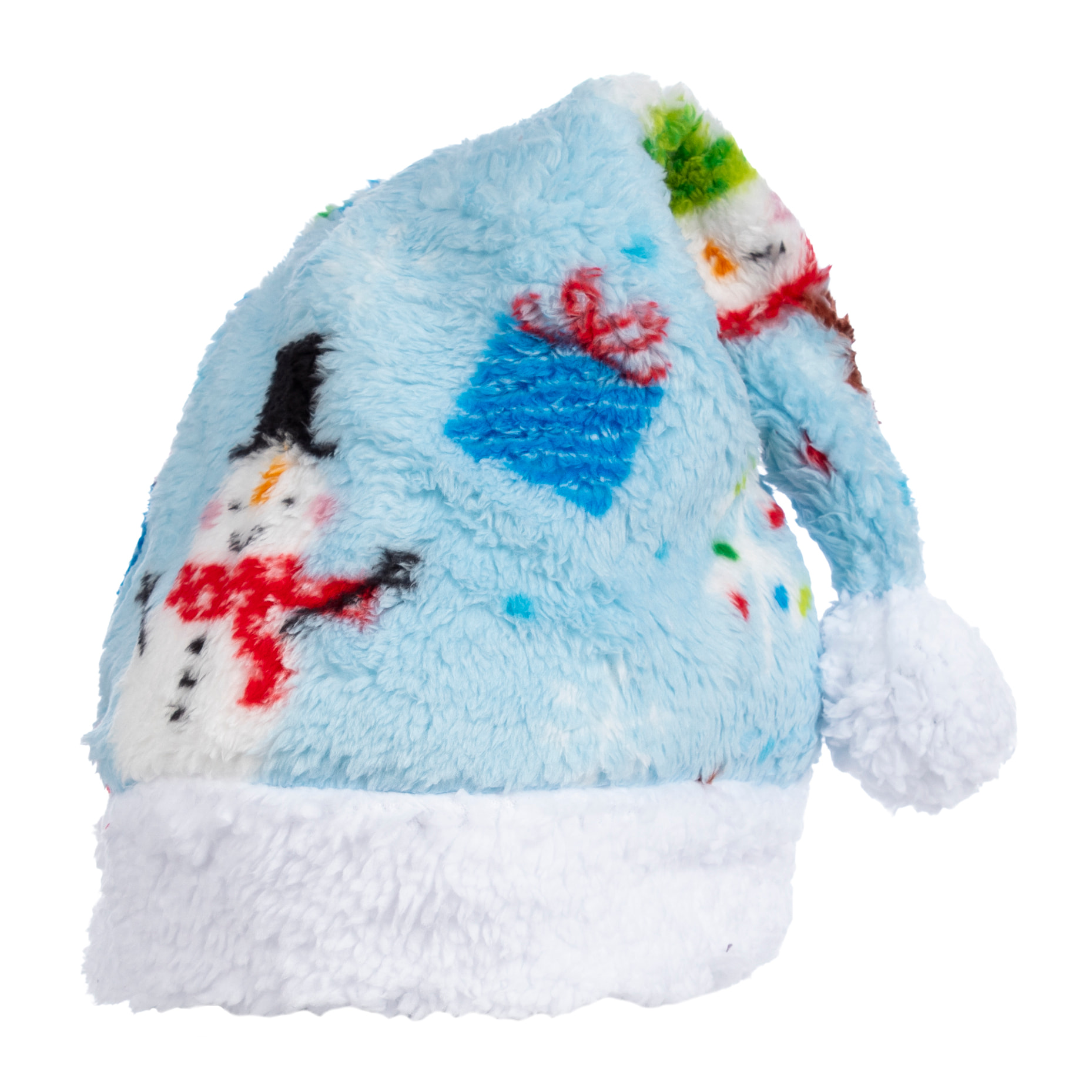 Gorro de felpa extrasuave. Diseño navideño azul. 31x48 cm.