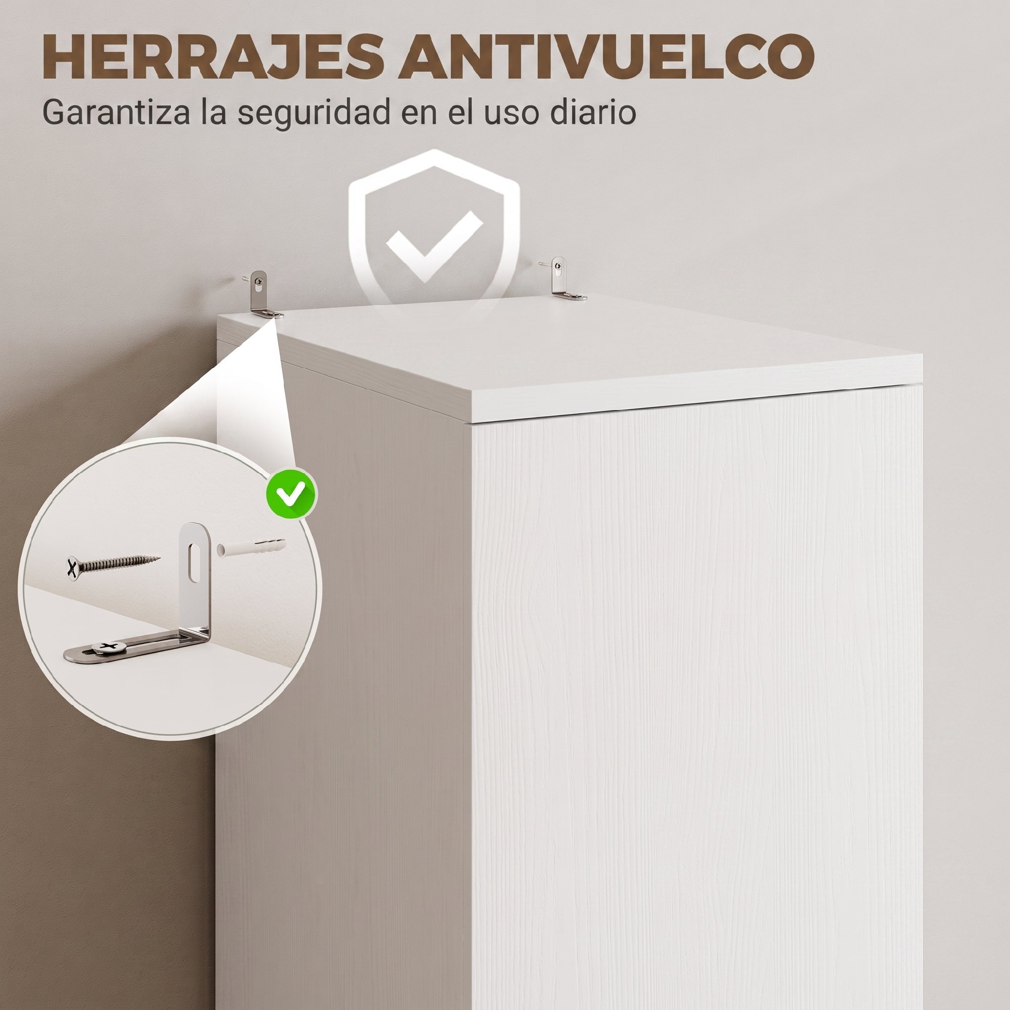 HOMCOM Armario Dormitorio Moderno, Armario Ropero con Barra para Colgar, Cajón, Estante Superior, 40x52x170 cm, Blanco