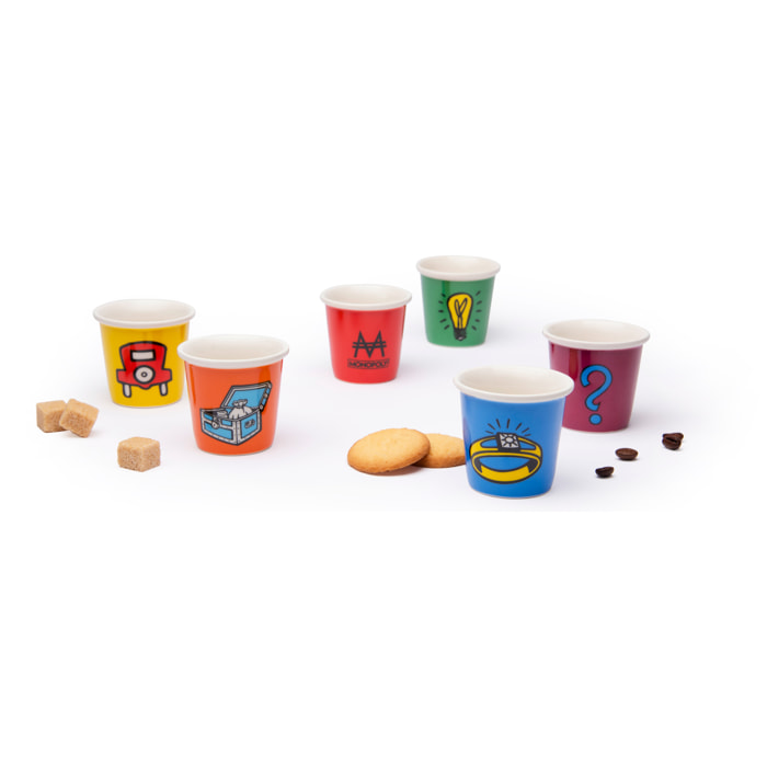 Set 6 Verres à Café Excelsa – Monopoly, New Bone China Multicolore