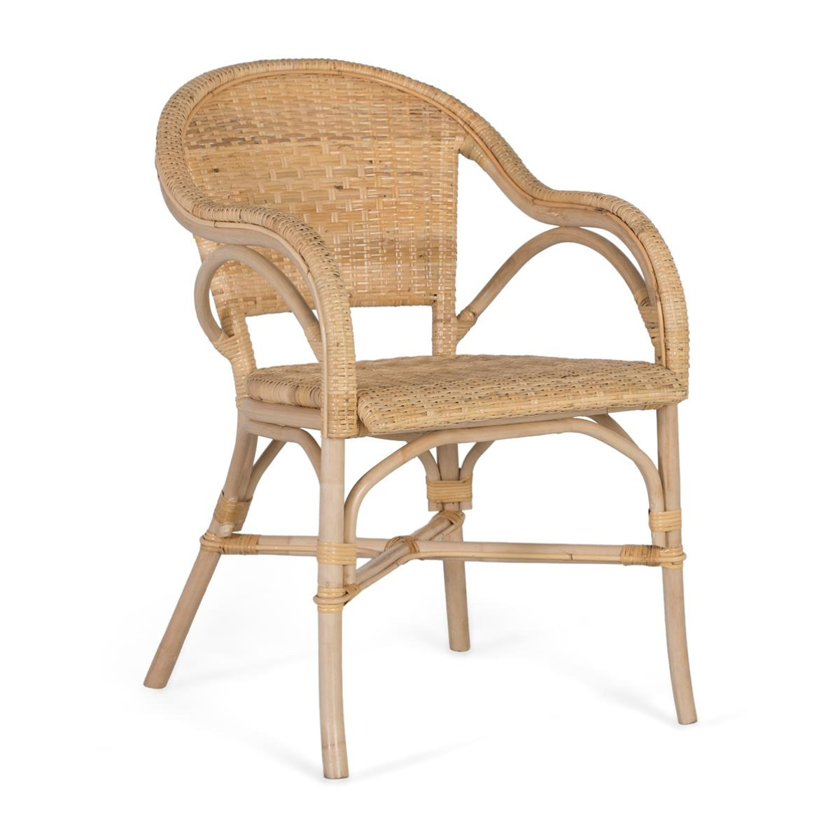 Sillón de Bambú, Rattan 55 Cm Estilo Mediterráneo