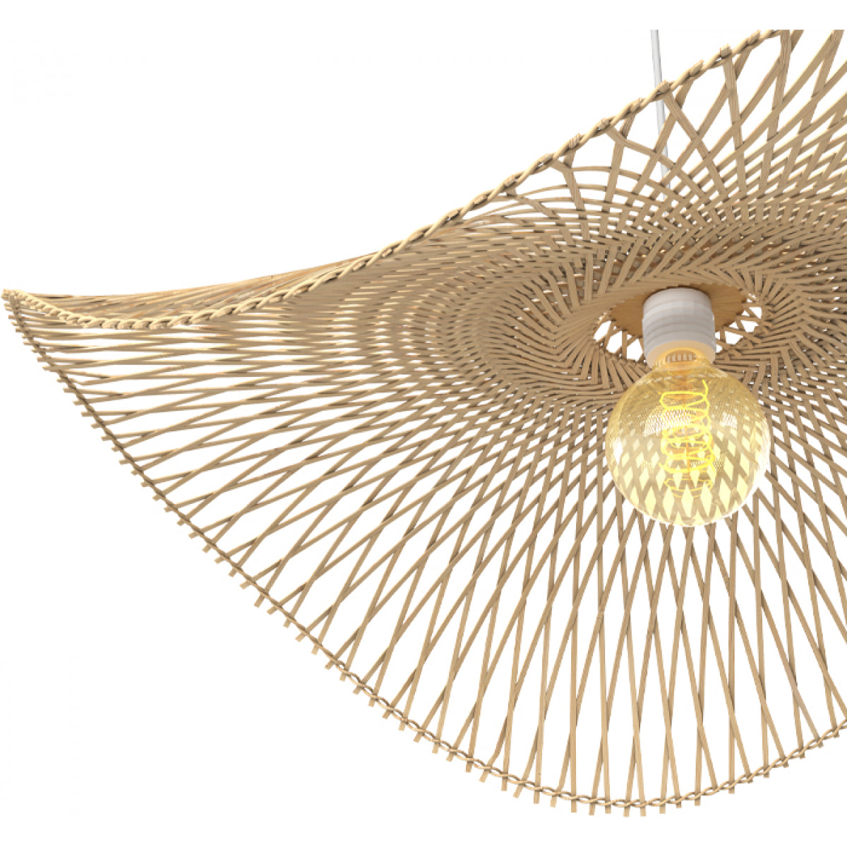 Suspension D75 cm en bambou avec fil blanc - Jipi