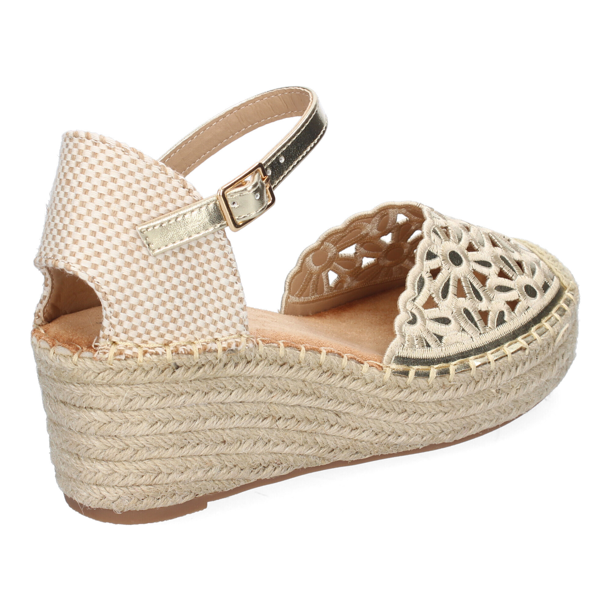 Sandalia de Cuña de Yute para Mujer, Comodas y Elegantes, Diseño Floral Bordado