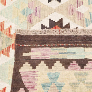 Tapis kilim géométrique, tissé à plat, laine naturelle, ZONIDOZ