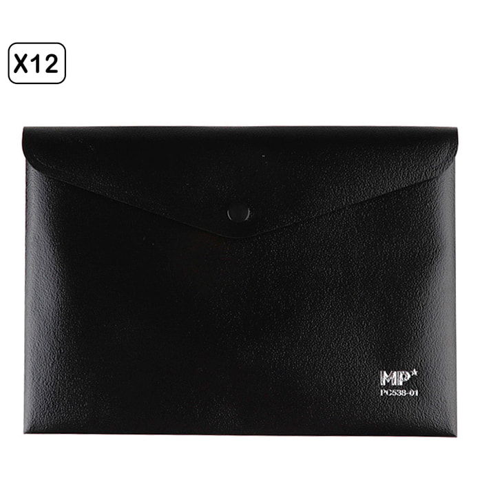 PACK 12 UNIDÀ CARTELLA CON CHIUSURA A BOTTONE A5 NERO