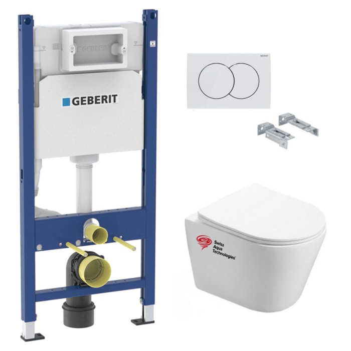 Pack WC Bati-support Geberit + WC Swiss Aqua Technologies Infinitio sans bride (INFINITIOGEB3)