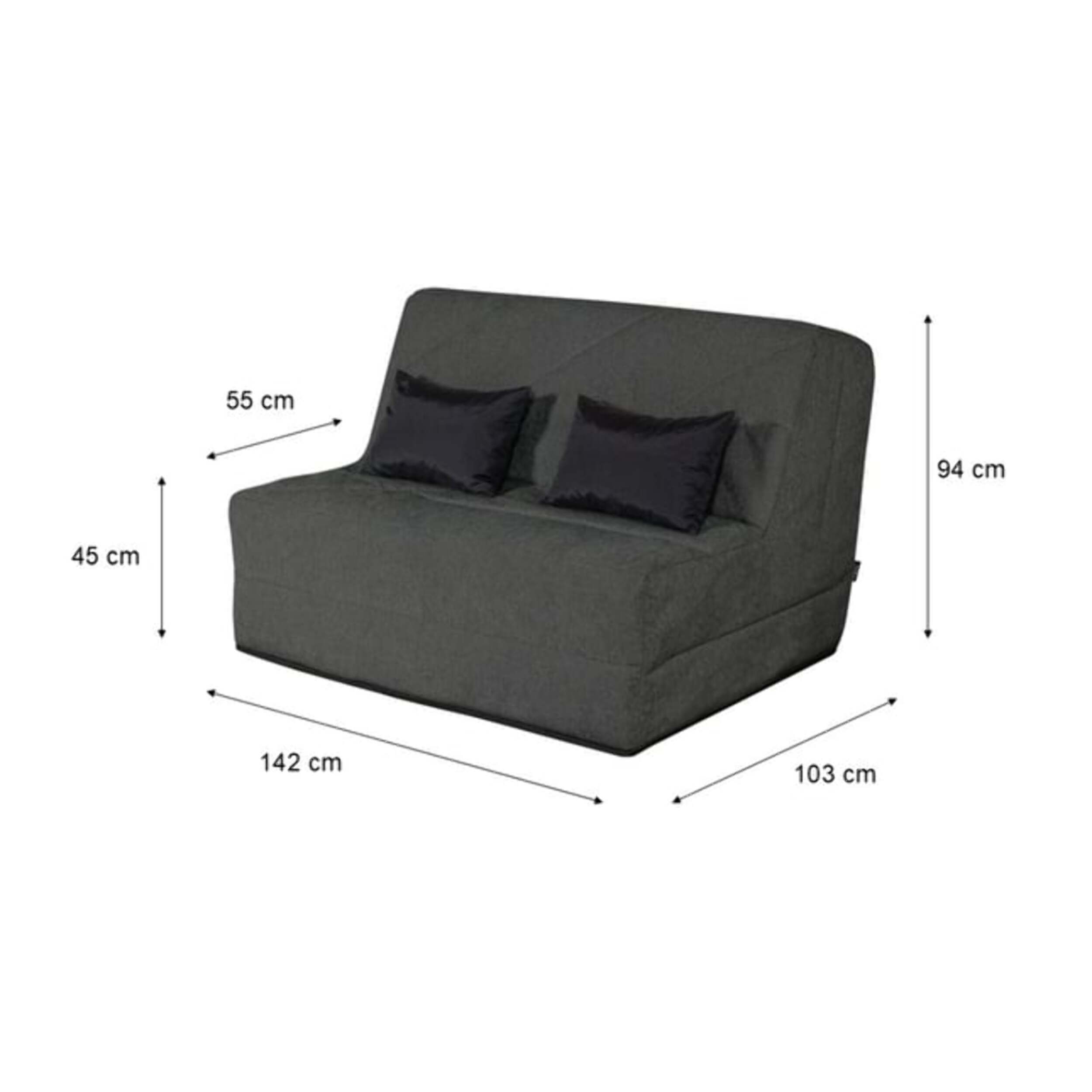 Banquette convertible Nea, matelas Simmons, 140 x 190 cm, 2 coussins offerts, Tambre perle