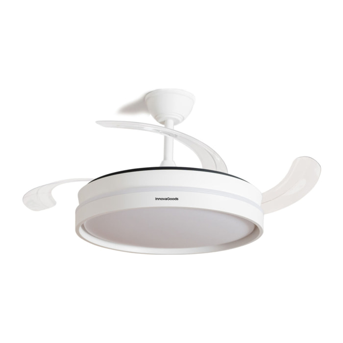 Ventilador de Techo con Luz LED y 4 Aspas Retráctiles Keteez InnovaGoods Blanco 72 W Ø49-104 cm