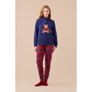 Pigiama donna invernale in micropile articolo scozzese. Noidinotte