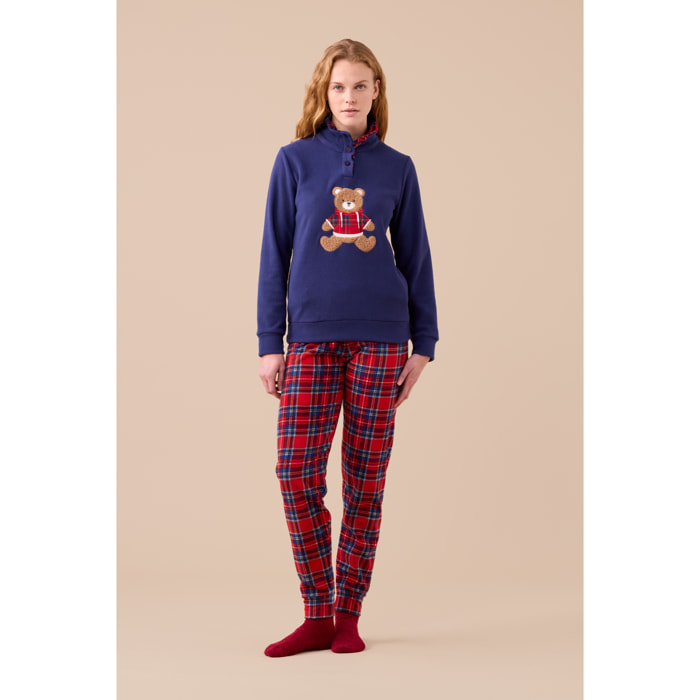 Pigiama donna invernale in micropile articolo scozzese. Noidinotte