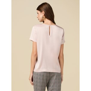 Oltre - Blusa in raso con castoni - Rosa