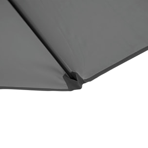 Parasol déporté octogonal inclinable pivotant Ø 256 cm acier polyester gris anthracite