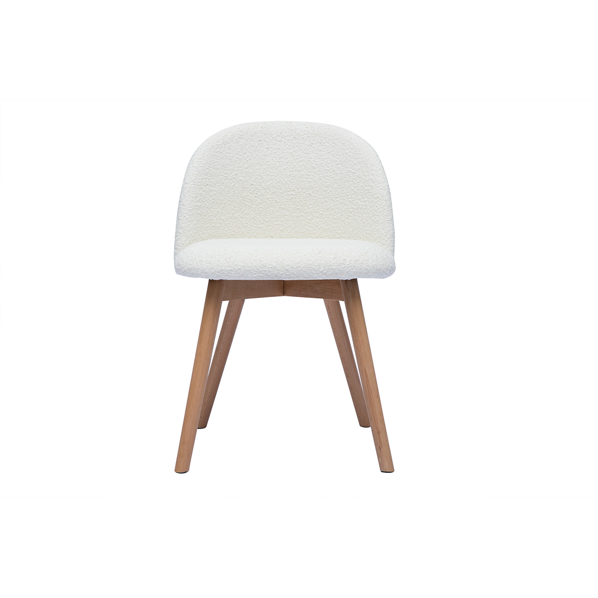 Chaises scandinaves en tissu effet laine bouclée blanc et bois clair massif (lot de 2) CELESTE