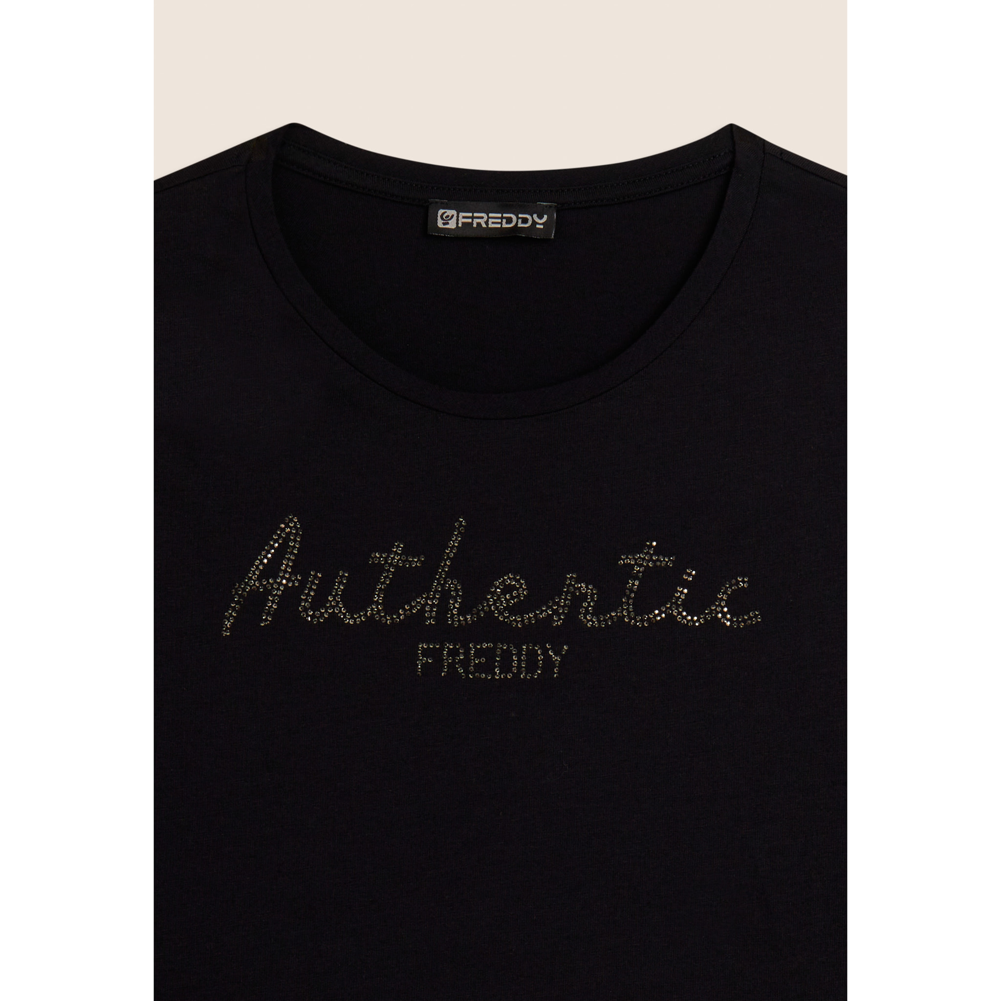 T-shirt manica 3/4 "Authentic" con logo FREDDY in strass
