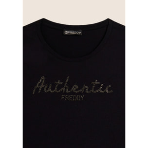 T-shirt manica 3/4 "Authentic" con logo FREDDY in strass