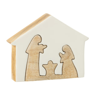 J-Line décoration Crèche Maison - bois - blanc/naturel - medium