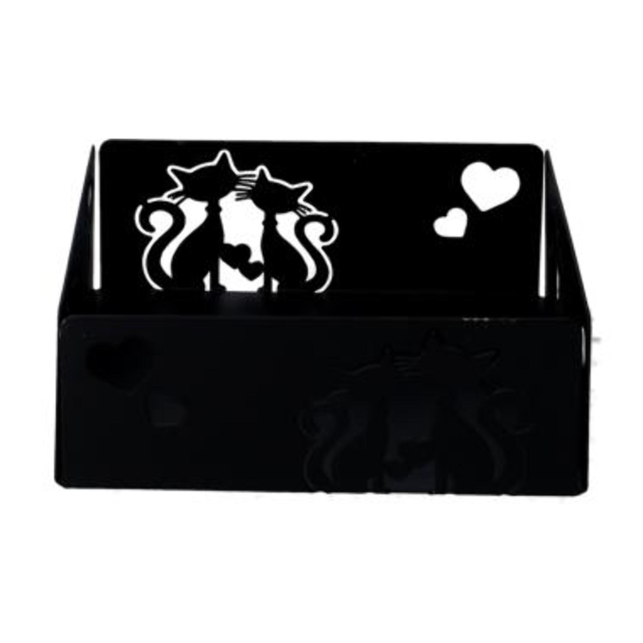 Portatovaglioli in metallo gatti nero quadrato cm16,5x16,5h6