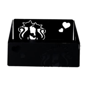 Portatovaglioli in metallo gatti nero quadrato cm16,5x16,5h6