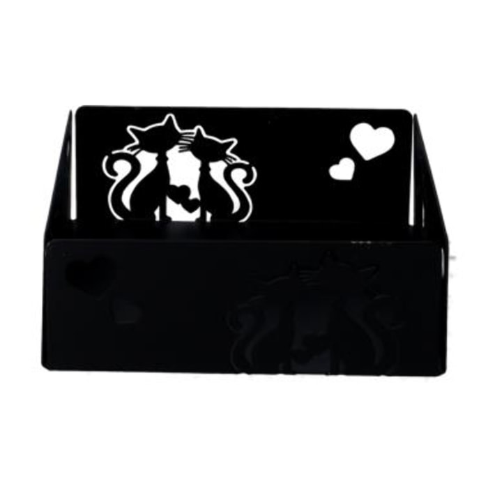 Portatovaglioli in metallo gatti nero quadrato cm16,5x16,5h6