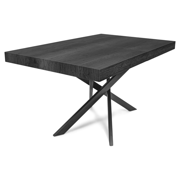 Figaro - Tavolo da pranzo allungabile con gambe incrociate 140(220)x90 cm, legno nero