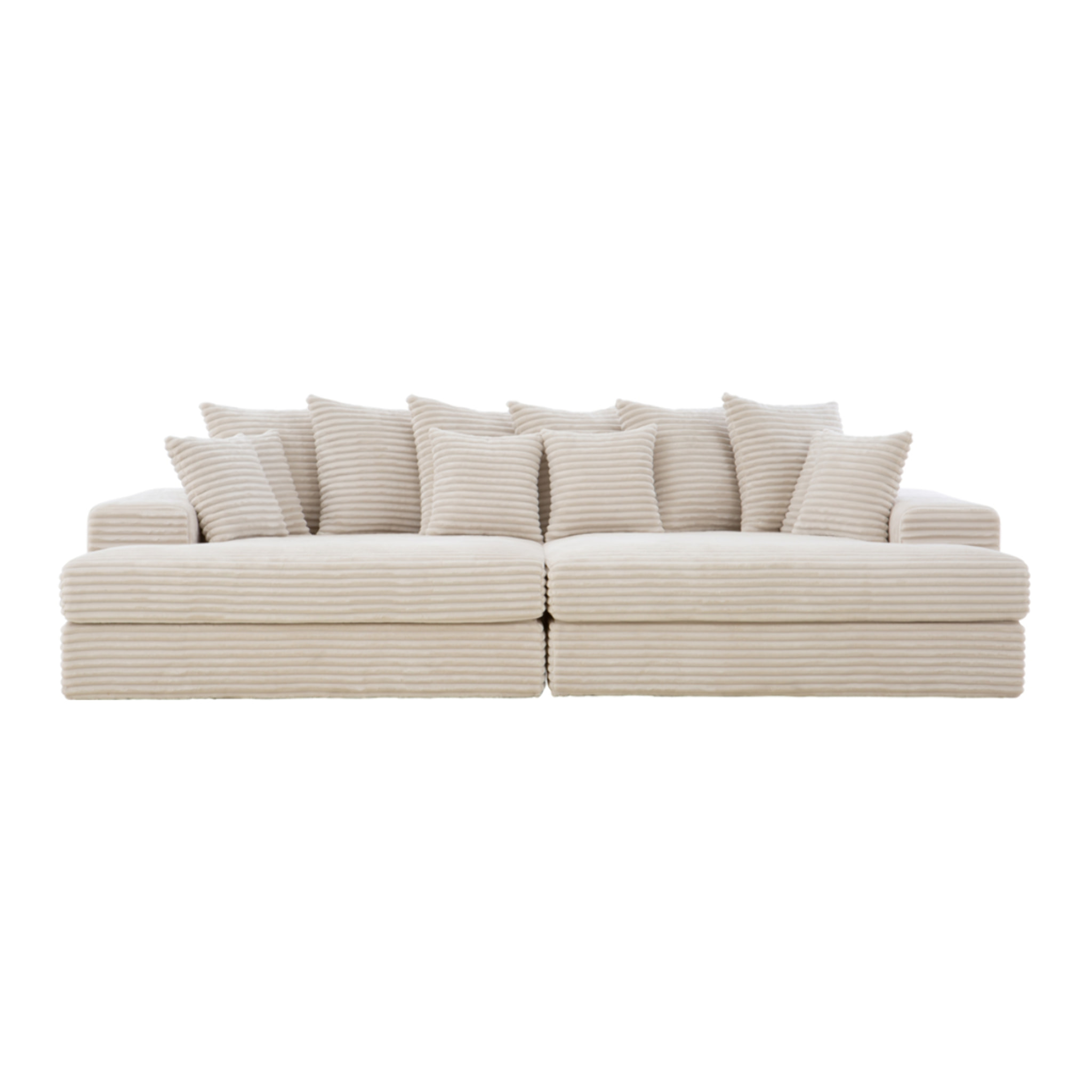 KENDARI Canapé 4 places assise profonde en velours côtelé beige