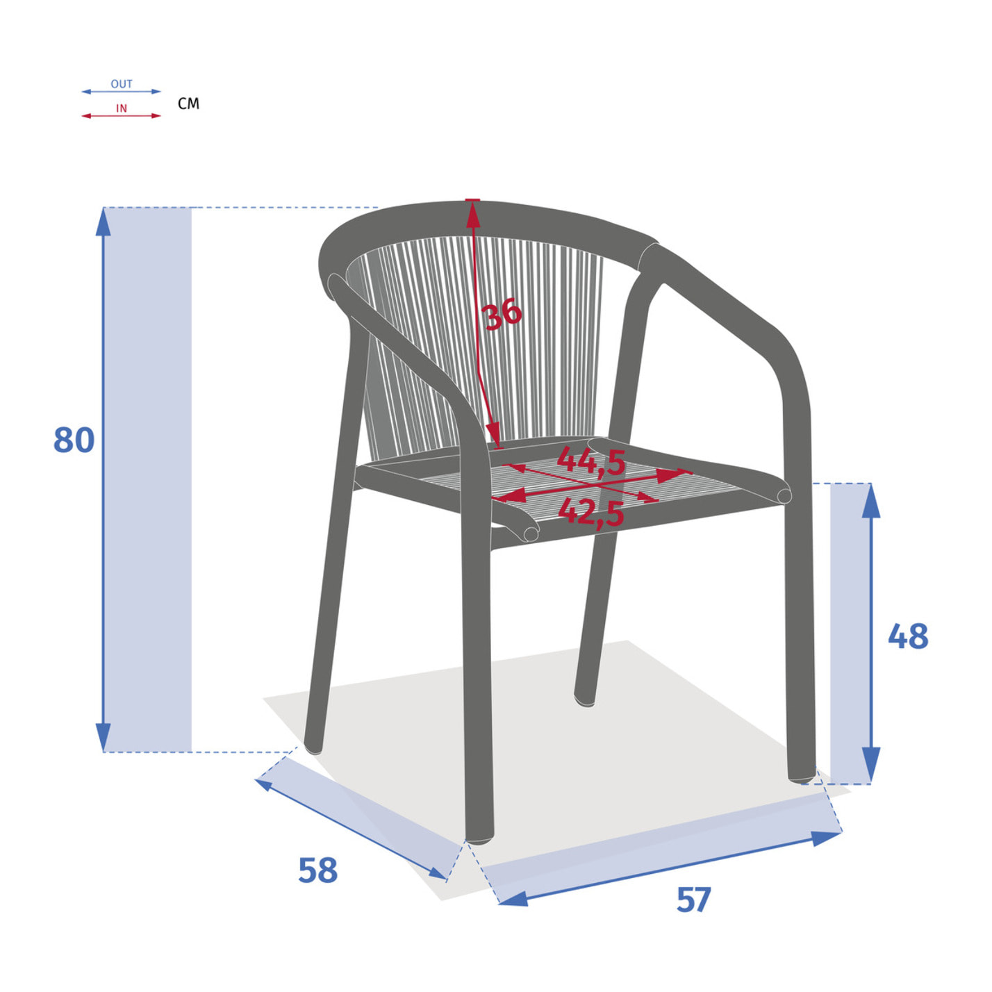 Fauteuil de jardin empilable "Riu" vert wengé & praline en aluminium traité en epoxy