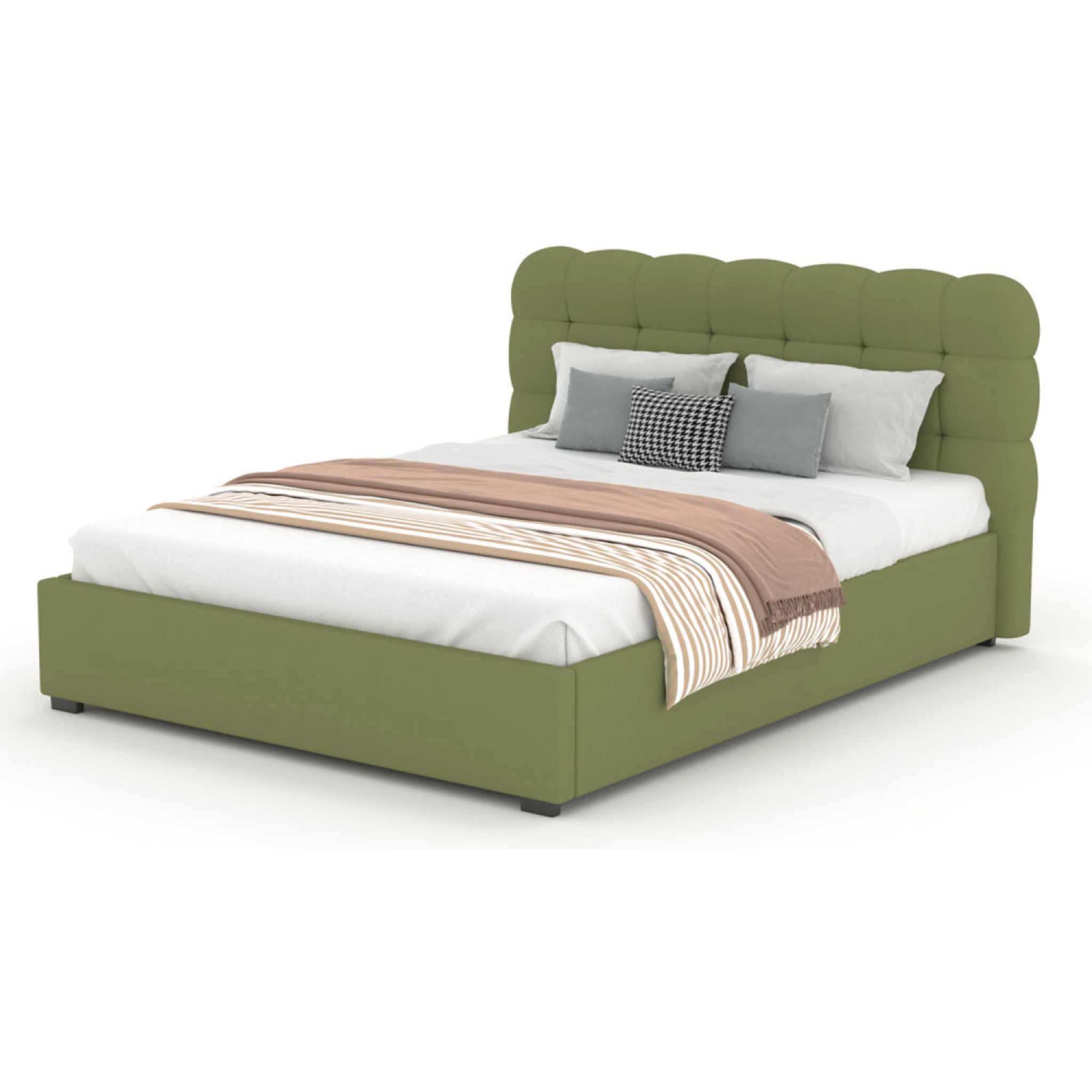 JUNEAU Lit nuage avec coffre de rangement 160x200cm en velours vert