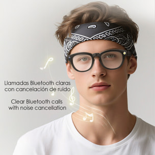 Occhiali intelligenti Q8. Con fotocamera da 8MPX, traduttore Ai in tempo reale, riconoscimento fotografico intelligente, controllo della musica e delle chiamate.