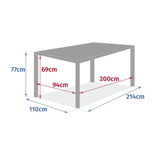 Table de jardin 10 places Evasion extensible beige lin/laurier