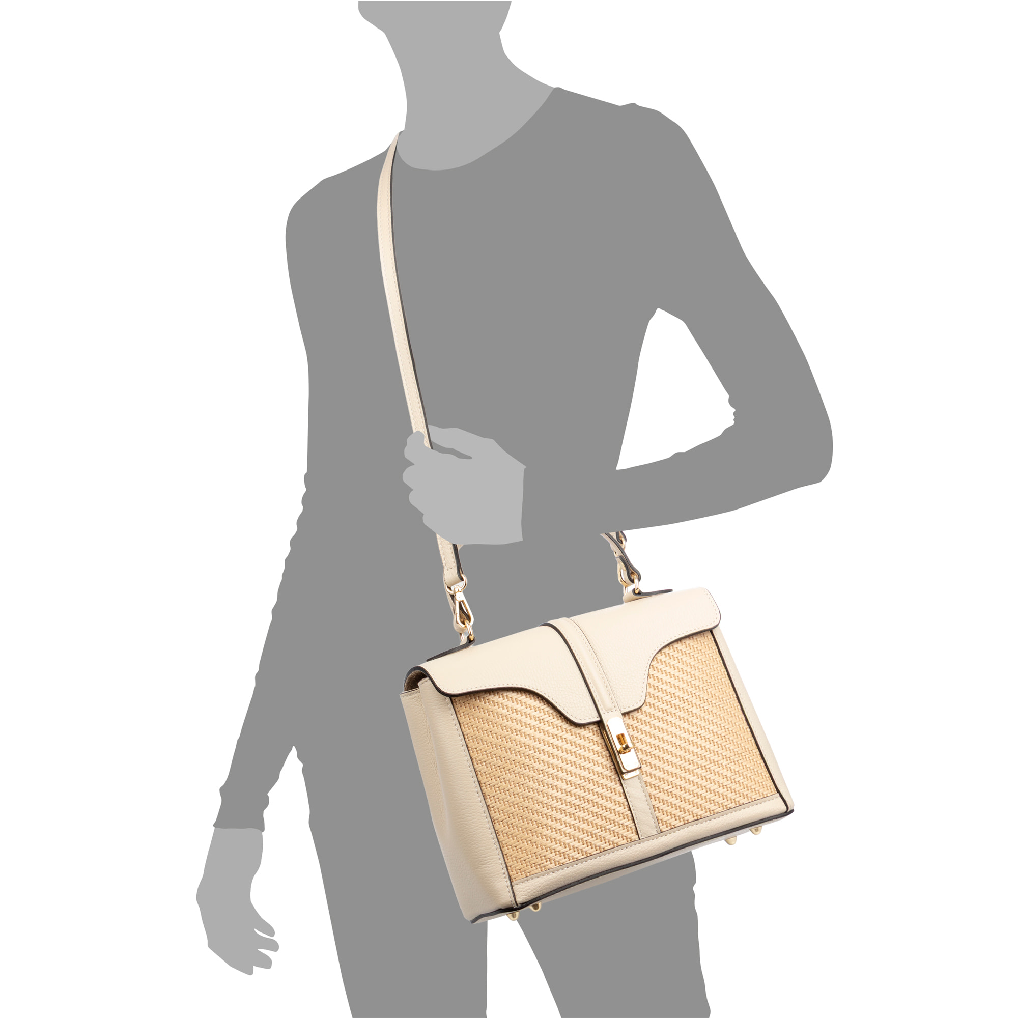 Basciano Borsa a mano Donna. Realizzata in vera pelle Dollaro e paglia.