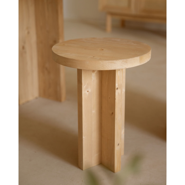 Tabouret en bois massif ton chêne moyen 45x35cm Hauteur: 45 Longueur: 35 Largeur: 35