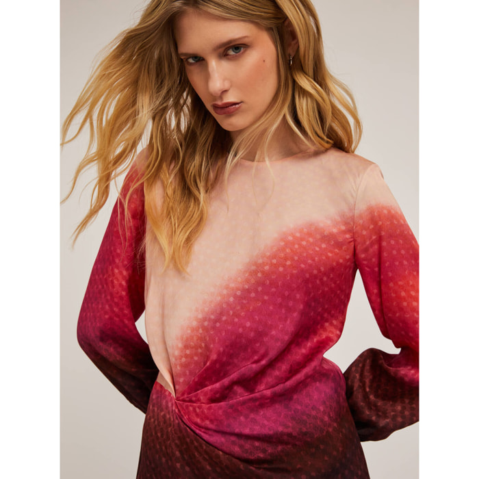 Motivi - Vestito sfumato in raso - Fucsia