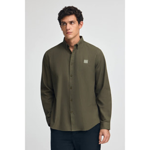 Camisa verde oliva de corte regular cuello con botones y logo Polo Club