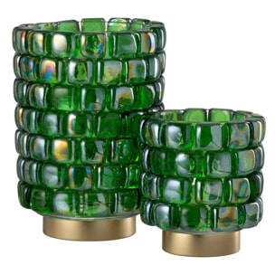 J-Line bougeoir Carré Mosaïque - verre - vert - large