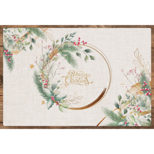 VINILIKO, set de 4 individuales de mesa con Corona de Navidad 4u-30x45 cm