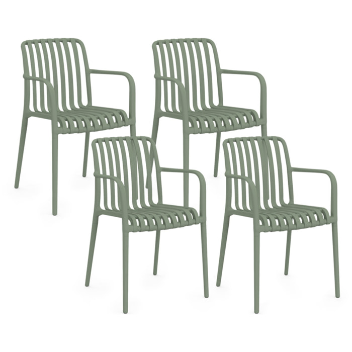 Chaises de jardin empilables Oviedo polypropylène vert - lot de 4