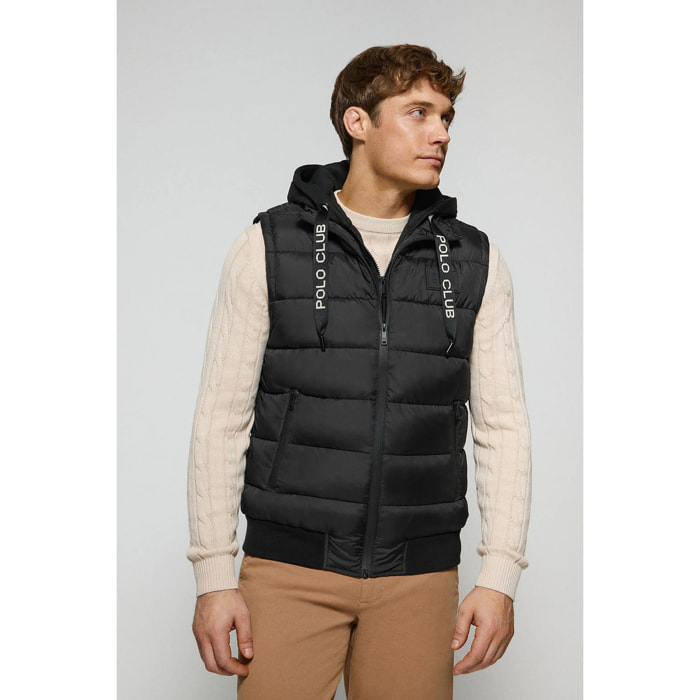 Gilet trapuntato nero Canyon con articolari Polo Club