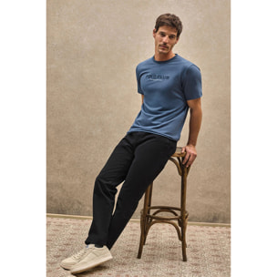 Maglietta blu denim con logo Established 2012 Polo Club