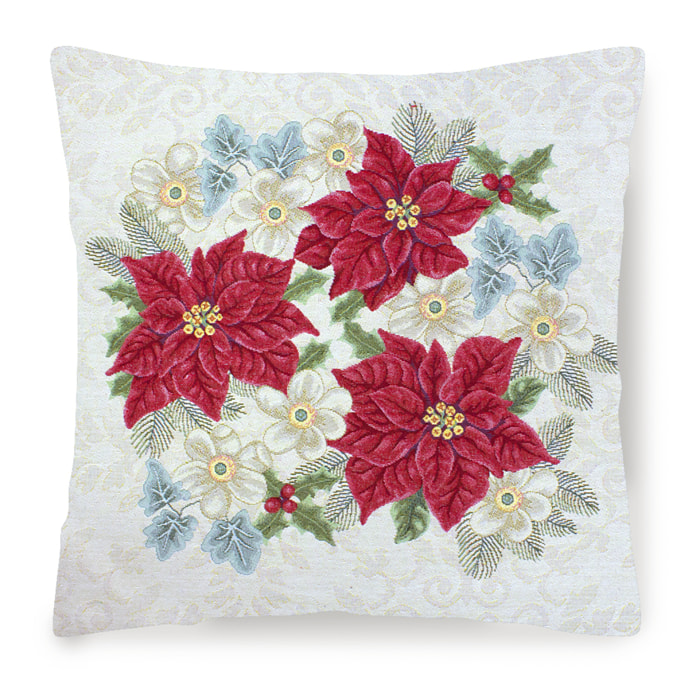 COPPIA CUSCINI NATALIZI JACQUARD SFODERABILI 50X50 CM STELLA DI NATALE