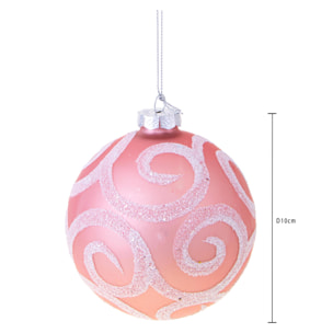 Sfera Damasco - Pezzi 4 - Colore Rosa - 10x10Hx10cm - Bianchi Dino