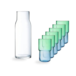 Juego de jarra y 6 vasos de agua 32 cl azules Candy Mix - Luminarc