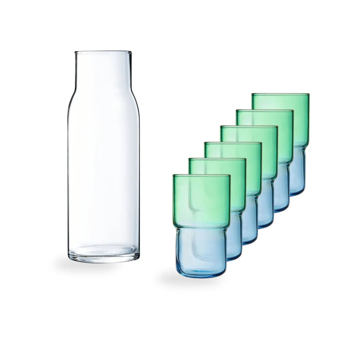 Juego de jarra y 6 vasos de agua 32 cl azules Candy Mix - Luminarc