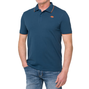 Polo con righine MAREEBA cotone piquet Blu Indigo
