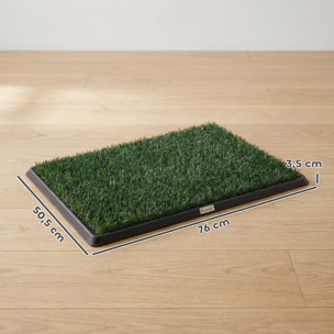 Inodoro para Perros con Césped Artificial, 76x50,5 cm, Bandeja Sanitaria para Perros para Entrenamiento, con Rejilla de Drenaje, Diseño de 3 Capas y Fácil de Limpiar, Interior y Exterior, Verde
