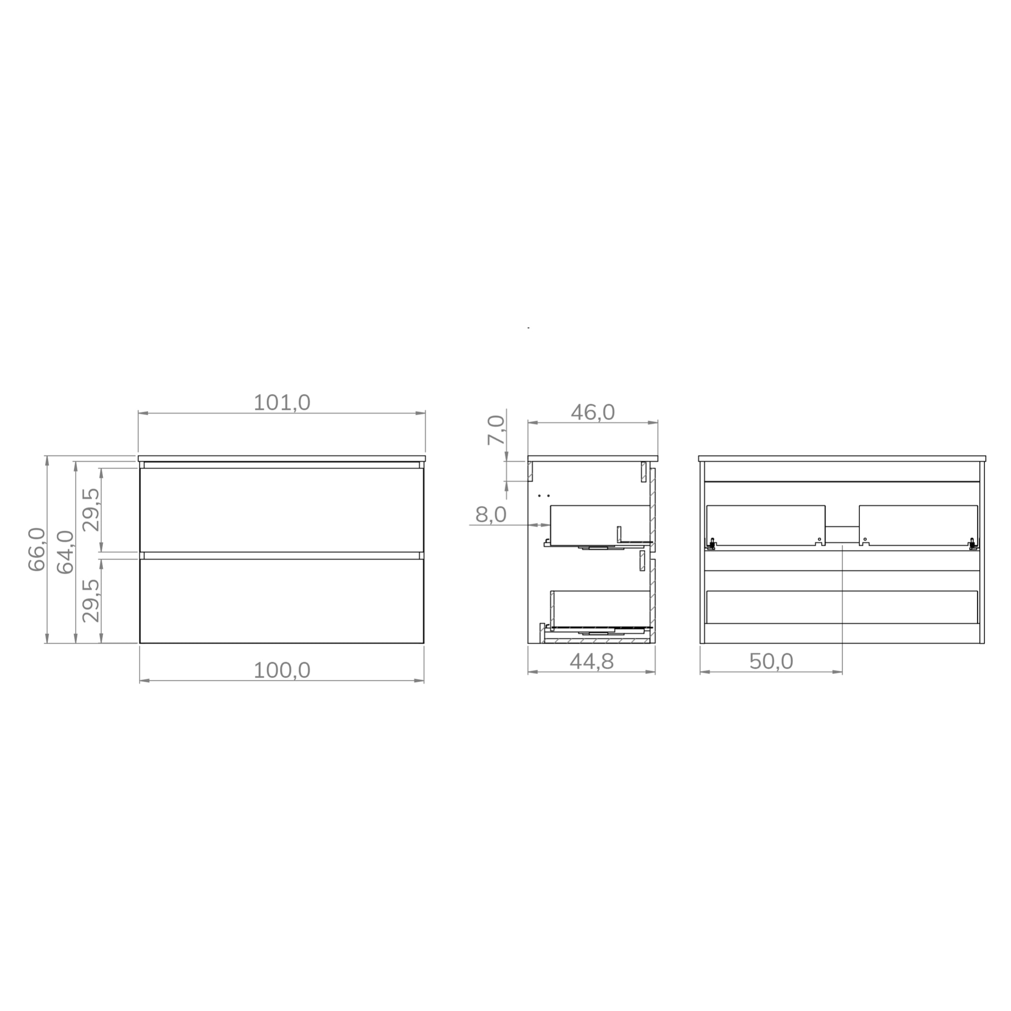 CONJUNTO DE BAÑO YINU | 100 CM BLANCO - SOLOMON | DOS CAJONES | LAVABO ENCASTRADO | NO INCLUYE ESPEJO | ALDAY
